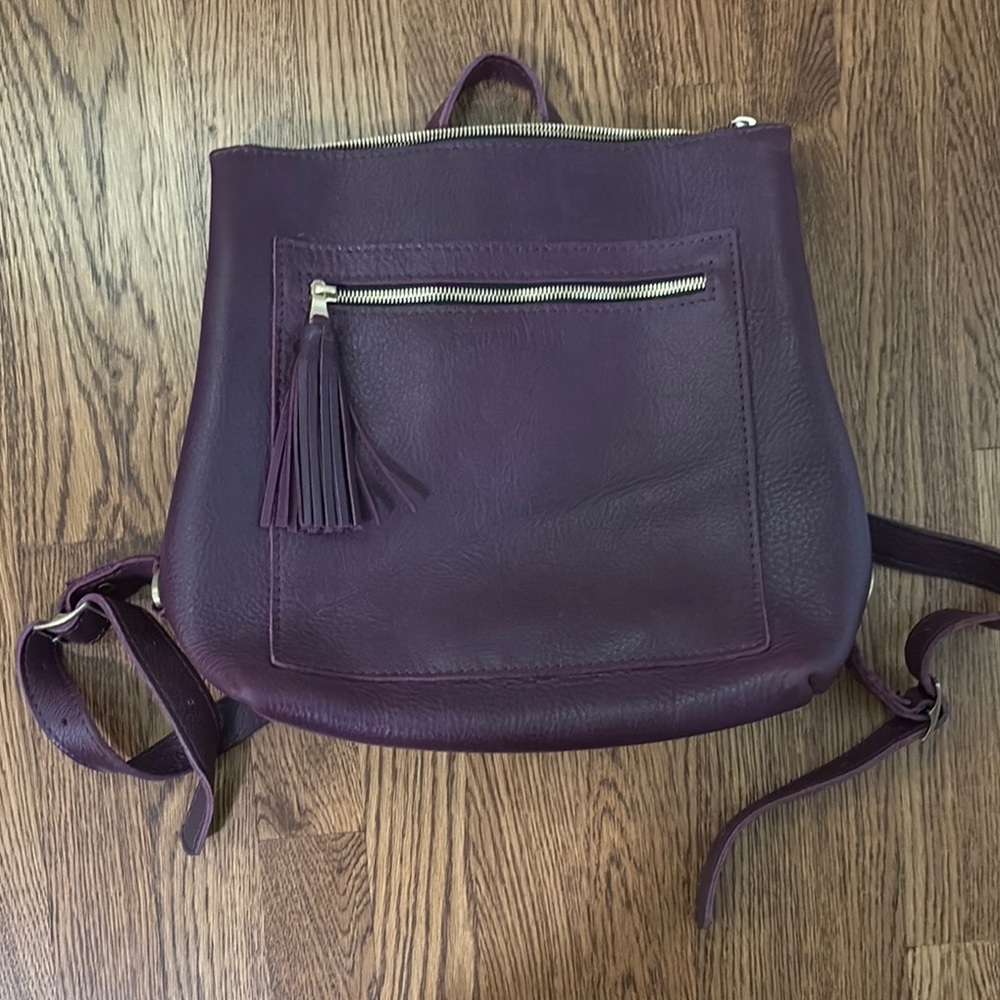 Portland Leather Plum Tote backpack MODIFIED (see details)